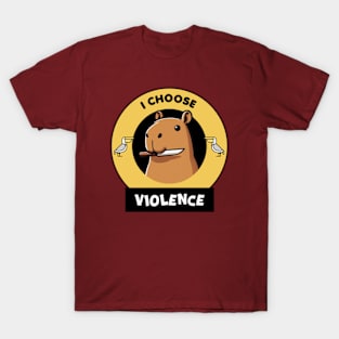 I Choose Violence Kawaii Capybara T-Shirt